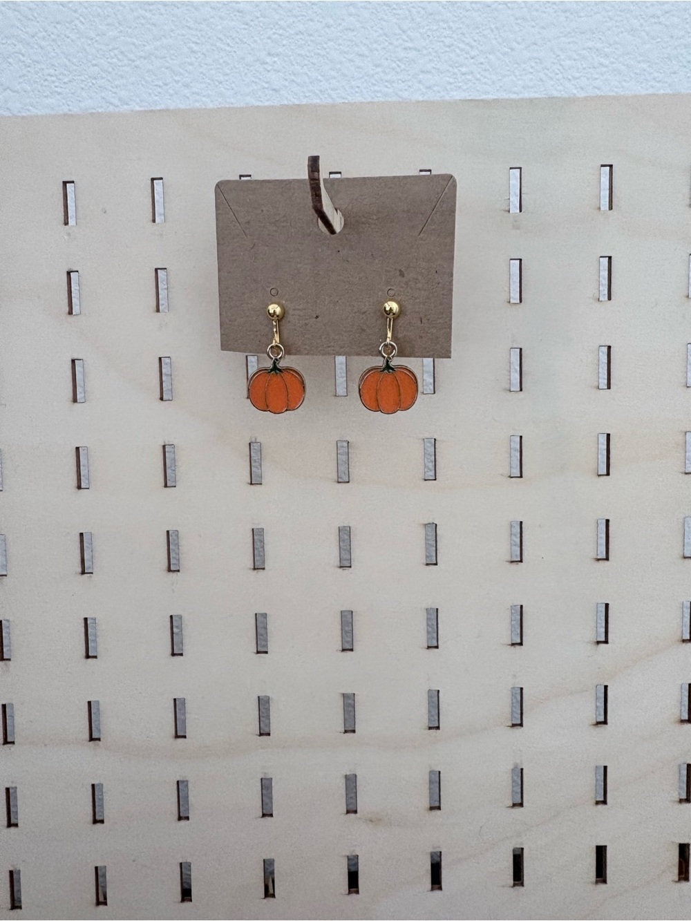 Handcrafted orange pumpkin charm clip on earrings